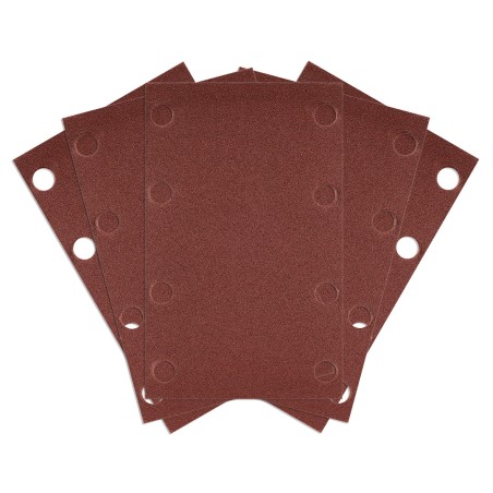 NEO TOOLS 54-052 Papiery ścierne na rzep, prostokąt  80 x 130 mm, P240, 5 szt., z 8 otworami do 04-623