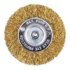 GRAPHITE 57T405 Szczotka druciana tarczowa 80 mm, drut karbowany, mosiądzowany, z trzpieniem 6 mm 