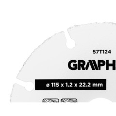 GRAPHITE 57T124 Tarcza z ostrzem TCT do cięcia drewna z gwoździami 115 x 1.2 x 22.22 mm 