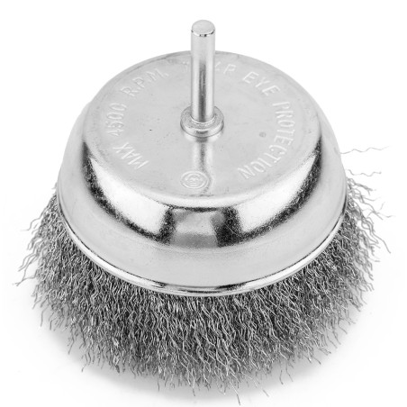 GRAPHITE 57T415 Szczotka druciana doczołowa 100 mm, drut karbowany, stalowy, z trzpieniem 6 mm