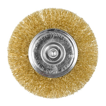 GRAPHITE 57T404 Szczotka druciana tarczowa 100 mm, drut karbowany, mosiądzowany, z trzpieniem 6 mm