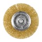 GRAPHITE 57T404 Szczotka druciana tarczowa 100 mm, drut karbowany, mosiądzowany, z trzpieniem 6 mm