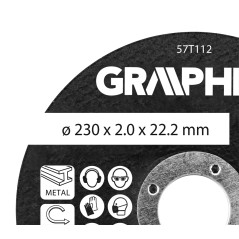 GRAPHITE 57T112 Tarcza tnąca, korundowa do metalu 230 x 2.0 x 22.2 mm,  41 A46-S-BF 