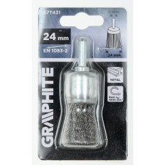 GRAPHITE 57T431 Szczotka druciana pędzelkowa 24 mm, drut karbowany, stalowy, z trzpieniem 6 mm 