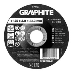GRAPHITE 57T123 Tarcza tnąca, korundowa do betonu, wypukła 125 x 2.0 x 22.2 mm, 42 C46-R-BF