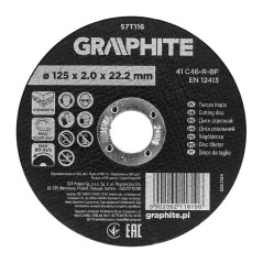 GRAPHITE 57T116 Tarcza tnąca, korundowa do betonu 125 x 2.0 x 22.2 mm,  41 C46-R-BF