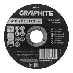 GRAPHITE 57T115 Tarcza tnąca, korundowa do betonu 115 x 2.0 x 22.2 mm,  41 C46-R-BF