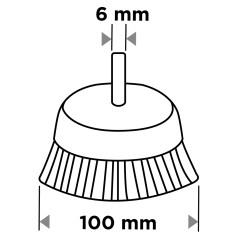 GRAPHITE 57T415 Szczotka druciana doczołowa 100 mm, drut karbowany, stalowy, z trzpieniem 6 mm
