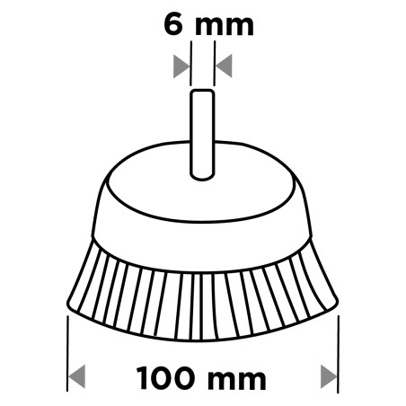 GRAPHITE 57T415 Szczotka druciana doczołowa 100 mm, drut karbowany, stalowy, z trzpieniem 6 mm