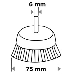 GRAPHITE 57T420 Szczotka nylonowa doczołowa 75 mm, z trzpieniem 6 mm