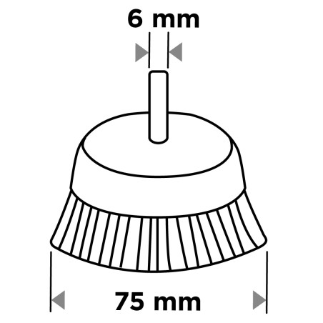 GRAPHITE 57T420 Szczotka nylonowa doczołowa 75 mm, z trzpieniem 6 mm