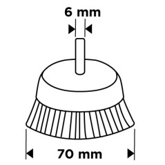 GRAPHITE 57T416 Szczotka druciana doczołowa 70 mm, drut karbowany, stalowy, z trzpieniem 6 mm