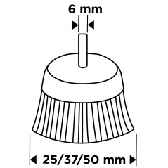 GRAPHITE 57T438 Szczotki druciane drut karbowany, mosiądzowany, 25, 37, 50 mm, 3 szt., trzpień 6 mm