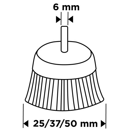 GRAPHITE 57T438 Szczotki druciane drut karbowany, mosiądzowany, 25, 37, 50 mm, 3 szt., trzpień 6 mm