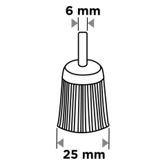 GRAPHITE 57T426 Szczotka nylonowa doczołowa 25 mm, z trzpieniem 6 mm