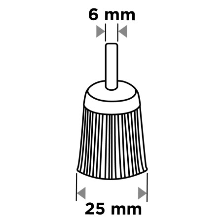 GRAPHITE 57T426 Szczotka nylonowa doczołowa 25 mm, z trzpieniem 6 mm