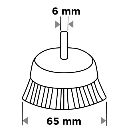 GRAPHITE 57T419 Szczotka nylonowa doczołowa 65 mm, z trzpieniem 6 mm