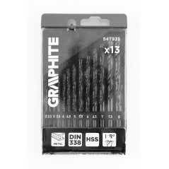 GRAPHITE 54T935 Wiertła do metalu HSS, 2 - 8 mm, zestaw 13 szt. 