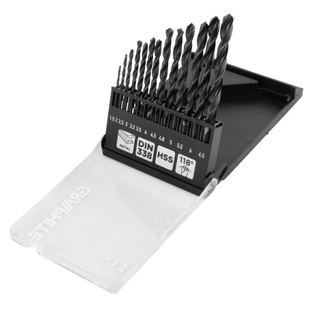 GRAPHITE 54T930 Wiertła do metalu HSS, 1,5 - 6,5mm, zestaw 13 szt.