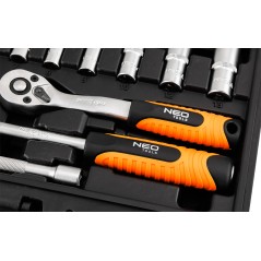 NEO TOOLS 10-231 Zestaw kluczy nasadowych 1/4", 23 szt., satynowy 