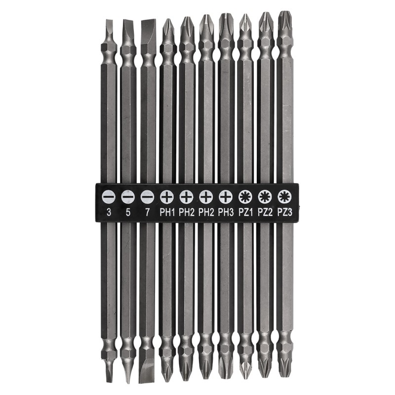 GRAPHITE 56T511 Zestaw długich bitów dwustronnych: SL3 /5/7, PH1 /2 /2 /3, PZ1/2/3 x 150 mm, 10 szt.