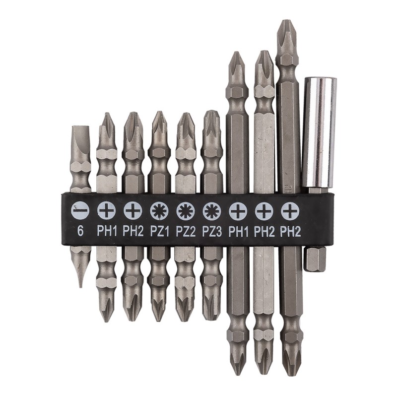 GRAPHITE 56T513 Zestaw bitów dwustronnych SL6, PH1x2, PH2x3, PZ1/2/3, z uchwytem magnetycznym 60 mm, 10 szt.
