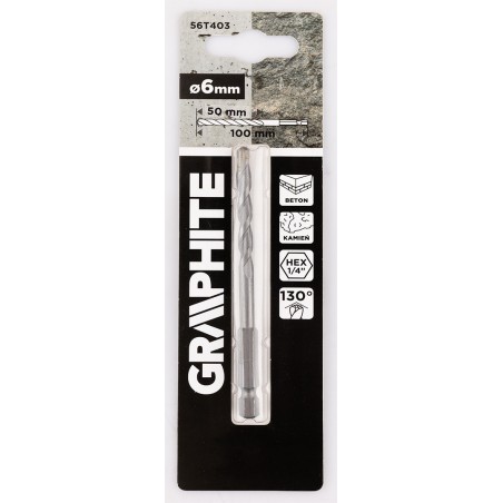 GRAPHITE 56T403 Wiertło do betonu Hex 6.0 mm