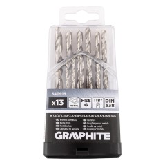GRAPHITE 54T915 Wiertła do metalu HSS-G, 1,5-6,5 mm, zestaw 13 szt.