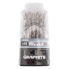 GRAPHITE 54T915 Wiertła do metalu HSS-G, 1,5-6,5 mm, zestaw 13 szt. 
