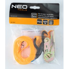 NEO TOOLS 10-707 Pas mocujący z grzechotką 25 mm x 5 m, wytrzymujący 500 kg PES 