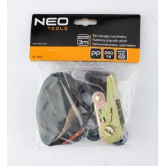 NEO TOOLS 10-702 Pas mocujący z grzechotką 25 mm x 3 m, wytrzymujący 260 kg PP 