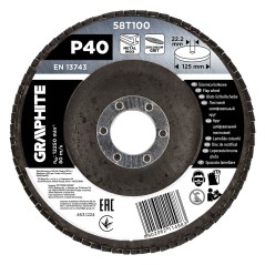 GRAPHITE 58T100 Ściernica listkowa cyrkonowa 125 x 22.2 mm, P40