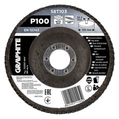GRAPHITE 58T103 Ściernica listkowa cyrkonowa 125 x 22.2 mm, P100