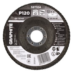 GRAPHITE 58T104 Ściernica listkowa cyrkonowa 125 x 22.2 mm, P120 