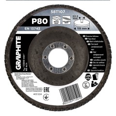 GRAPHITE 58T107 Ściernica listkowa cyrkonowa 115 x 22.2 mm, P80
