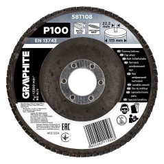 GRAPHITE 58T108 Ściernica listkowa cyrkonowa 115 x 22.2 mm, P100 