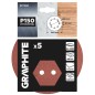 GRAPHITE 58T280 Krążki ścierne na rzep 150 mm, P150, 5 szt., z 8 otworami